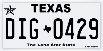 TX license plate DIG0429
