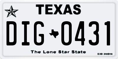 TX license plate DIG0431