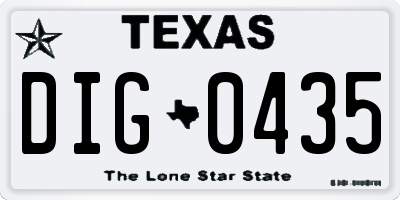 TX license plate DIG0435