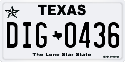 TX license plate DIG0436
