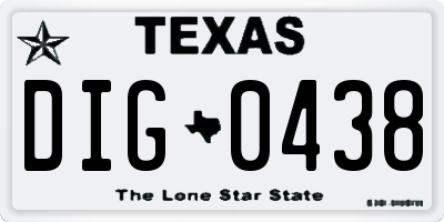 TX license plate DIG0438