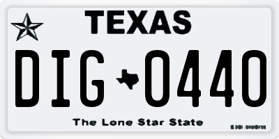 TX license plate DIG0440