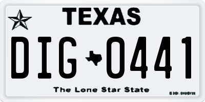 TX license plate DIG0441