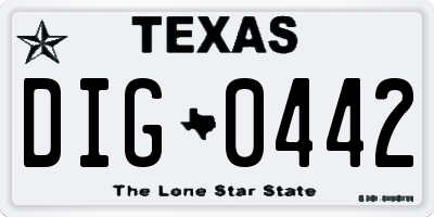 TX license plate DIG0442