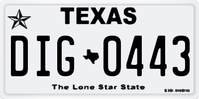 TX license plate DIG0443