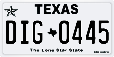 TX license plate DIG0445