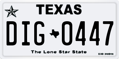 TX license plate DIG0447