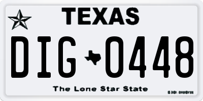 TX license plate DIG0448