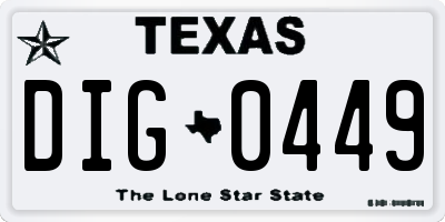 TX license plate DIG0449