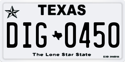 TX license plate DIG0450