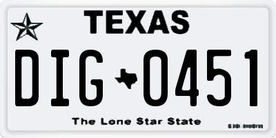 TX license plate DIG0451