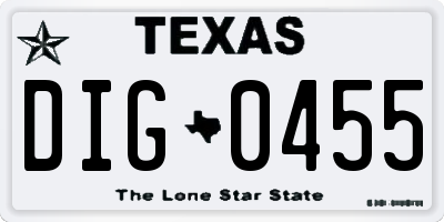 TX license plate DIG0455