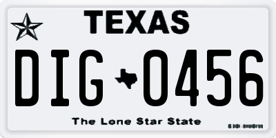 TX license plate DIG0456