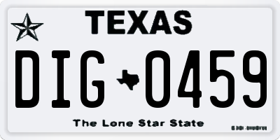 TX license plate DIG0459