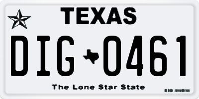 TX license plate DIG0461