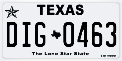 TX license plate DIG0463
