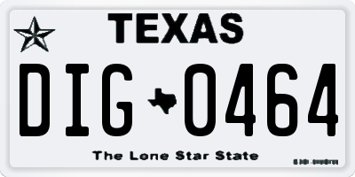 TX license plate DIG0464