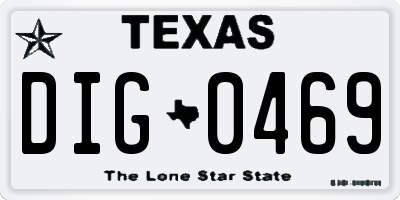 TX license plate DIG0469