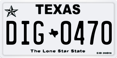 TX license plate DIG0470