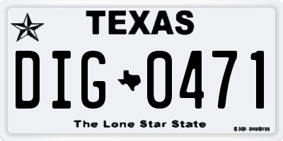 TX license plate DIG0471