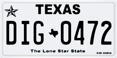 TX license plate DIG0472