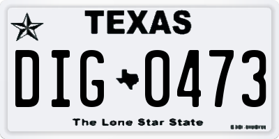 TX license plate DIG0473
