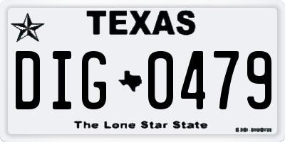 TX license plate DIG0479