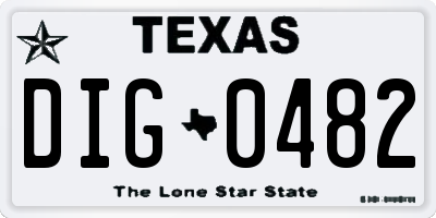 TX license plate DIG0482