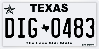 TX license plate DIG0483