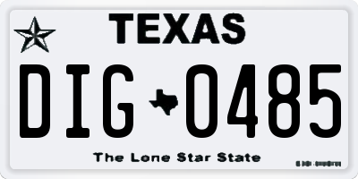 TX license plate DIG0485