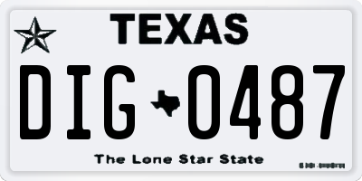 TX license plate DIG0487