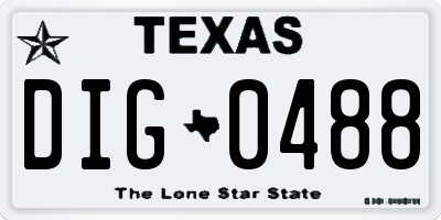 TX license plate DIG0488
