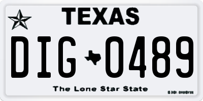 TX license plate DIG0489