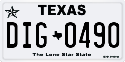 TX license plate DIG0490