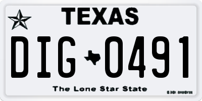 TX license plate DIG0491