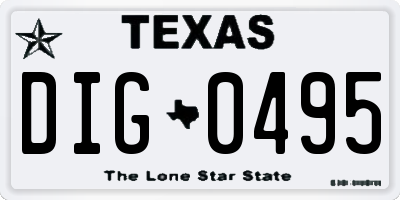 TX license plate DIG0495