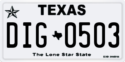 TX license plate DIG0503