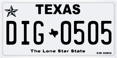 TX license plate DIG0505