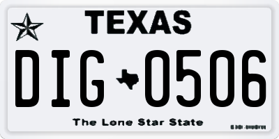TX license plate DIG0506