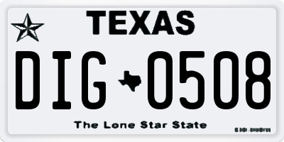 TX license plate DIG0508