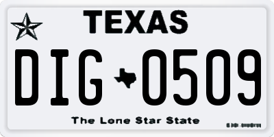 TX license plate DIG0509