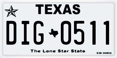 TX license plate DIG0511