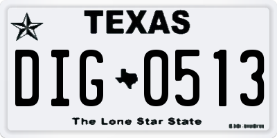 TX license plate DIG0513