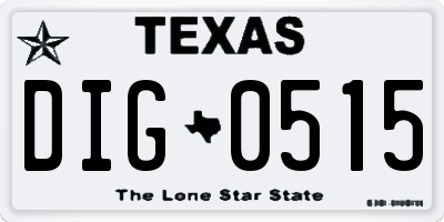 TX license plate DIG0515