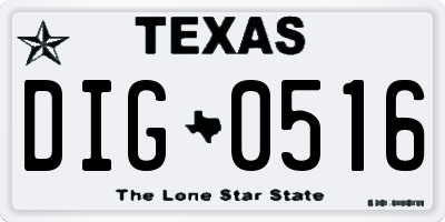 TX license plate DIG0516