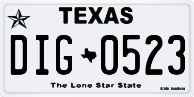 TX license plate DIG0523