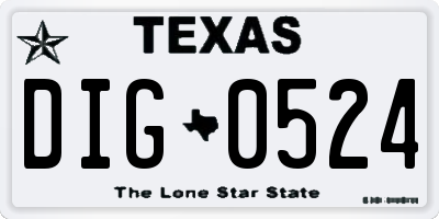 TX license plate DIG0524