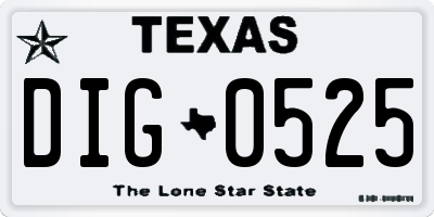 TX license plate DIG0525