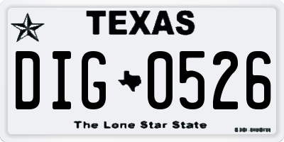 TX license plate DIG0526