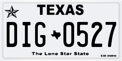 TX license plate DIG0527